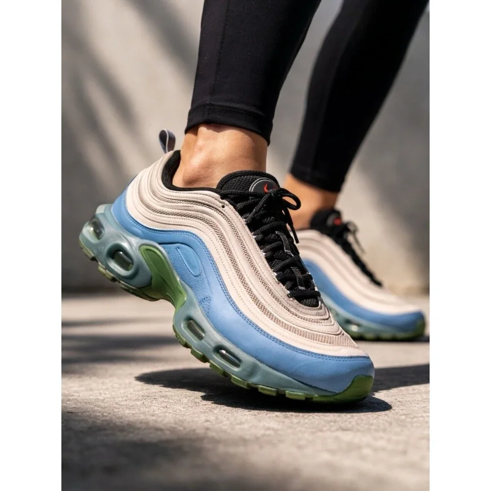 Nike Air Max 97 Sneakers Womens 7.5 Blue Plus Layer Cake Mica Green AH8143-300